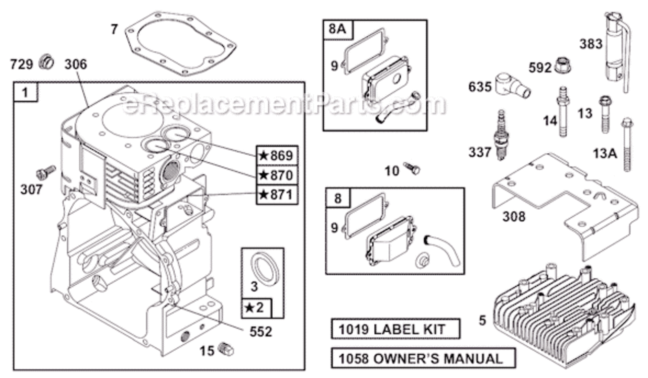 Page A Diagram and Parts List for 19C400  Briggs and Stratton Engine